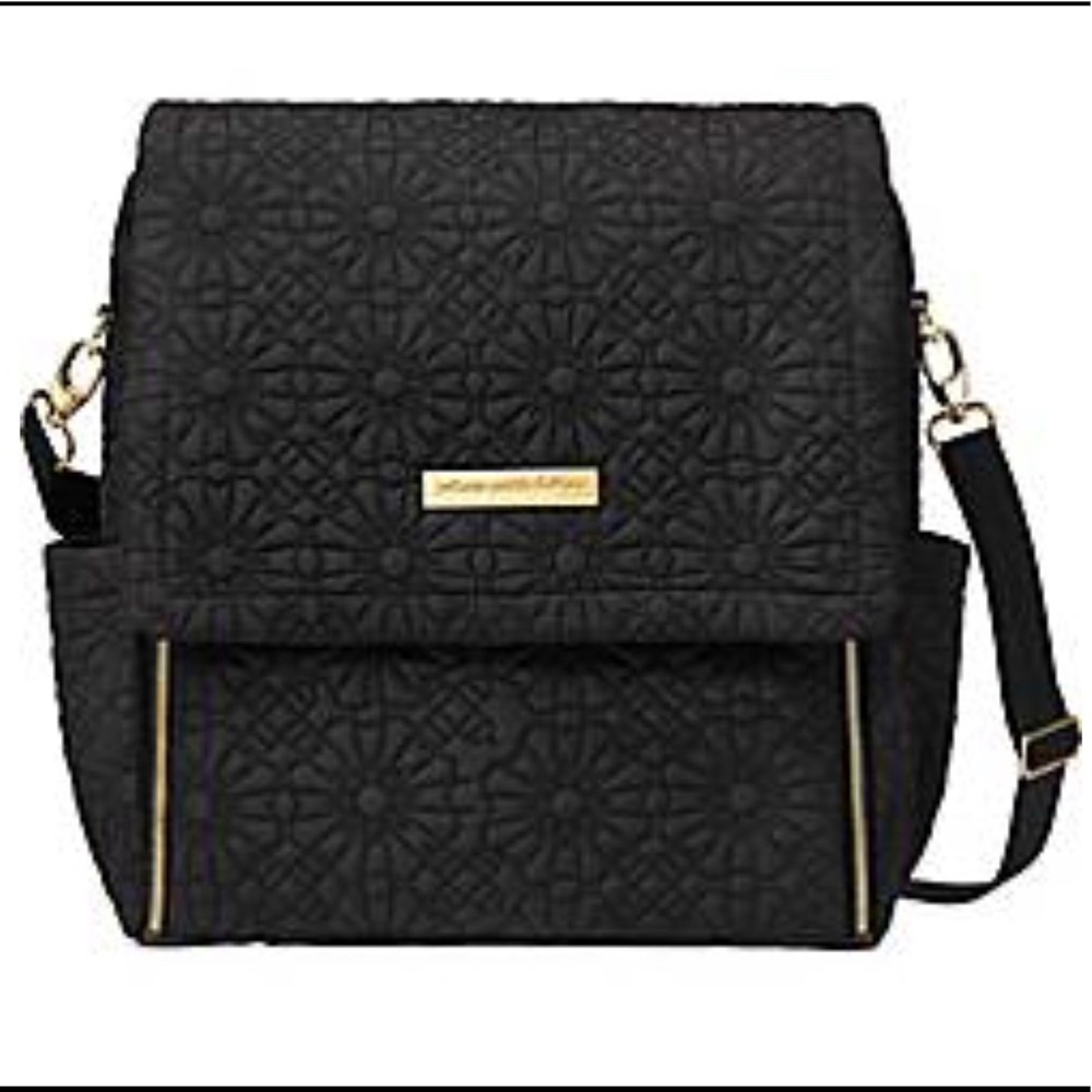 Black petunia pickle bottom embossed diaper bag